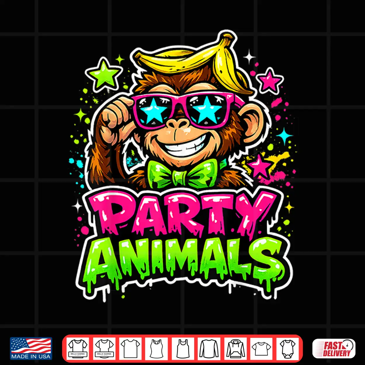 Party Animals Baseball Jersey Funny Monkey Vibrant Slime Shirt Party Animals Baseball Jersey Funny Monkey Vibrant Slime Shirt