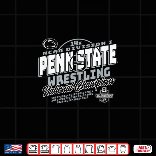 Penn State Nittany Lions Wrestling National Champs 2026 14X Shirt 4 Design Penn State Nittany Lions Wrestling National Champs 2026 14X Shirt