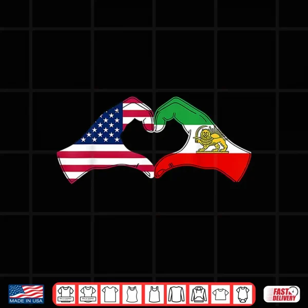 Design Persian American Flag USA Persia Heritage Heart Shirt