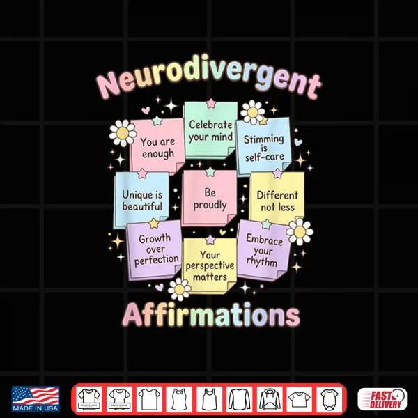 Design Professional Minimalist Neurodivergent Affirmations Autism Awareness Shirt