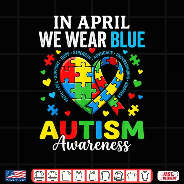 Design Professional Teacher Blue Autism Awareness Acceptance Graphic Shirt