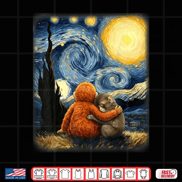 Design Punch kun Panchi Kun Viral Video Van Gogh Monkey Punch Shirt