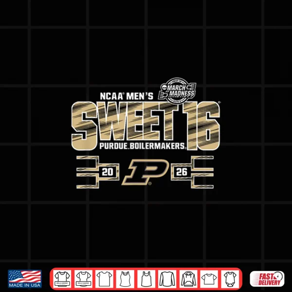 Design Purdue Boilermakers Sweet 16 2026 Mens March Madness Black Shirt