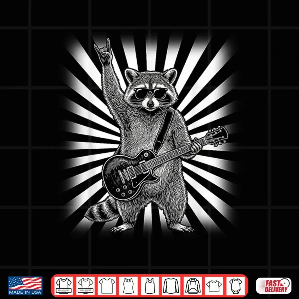 Design Raccoon Rock Music Band Guitar Men Women Kids Funny Raccoon Shirt