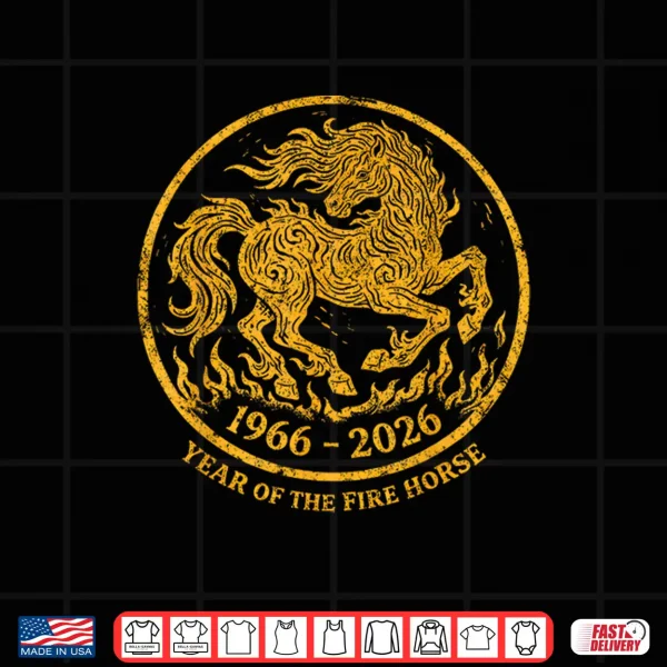 Design Retro 1966 2026 Year of The Fire Horse 60th Birthday Zodiac Shirt