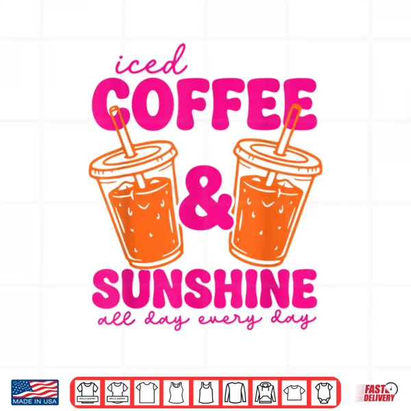 Design Retro Iced Coffee and Sunshine Summer Family Beach Vacation Shirt