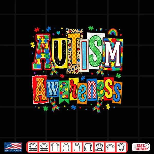 Ribbon Puzzle Autism Awareness Support Squad Family Shirt 4 Design Ribbon Puzzle Autism Awareness Support Squad Family Shirt