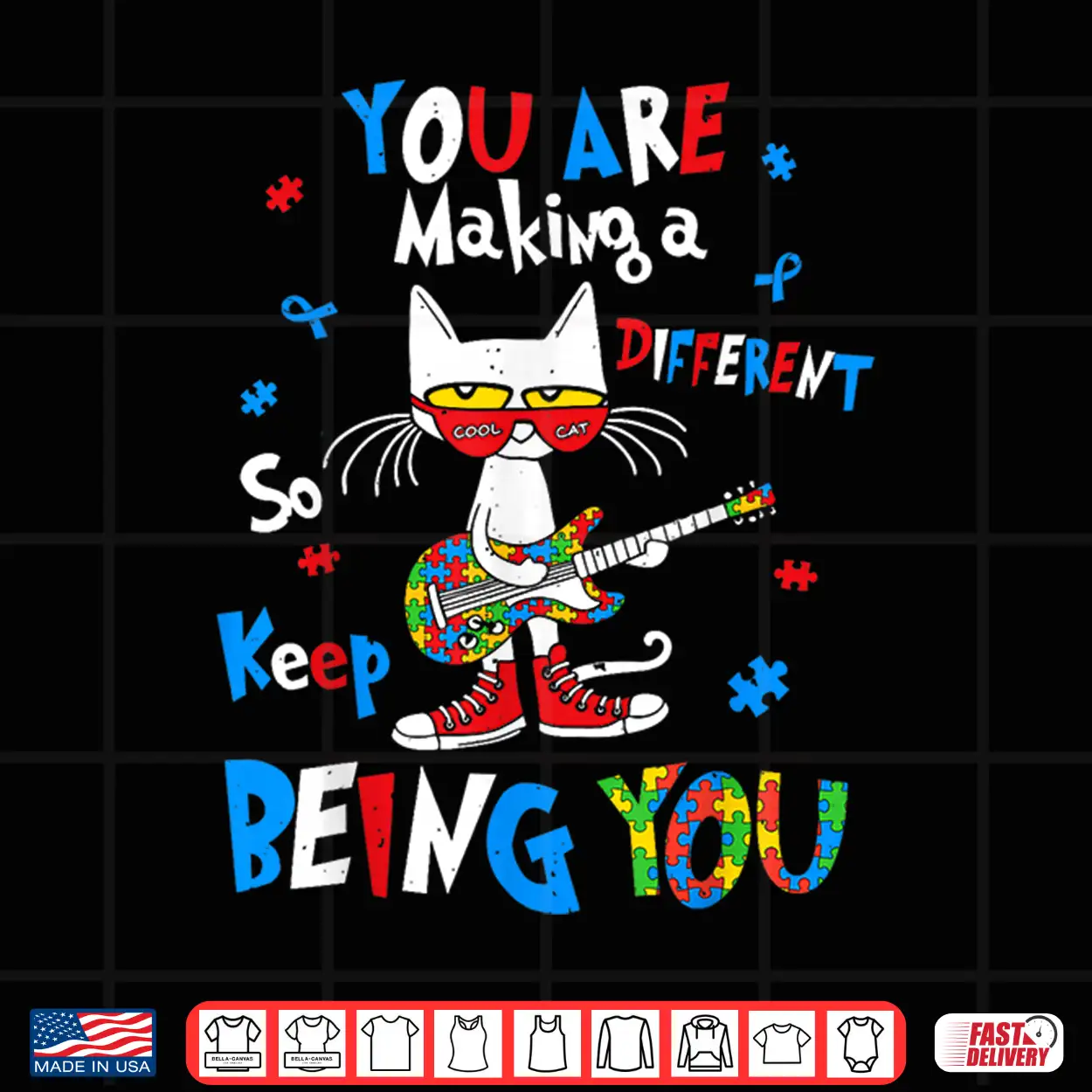 Rock Cat Autism Awareness Teacher Students Doctor Shirt Rock Cat Autism Awareness Teacher Students Doctor Shirt