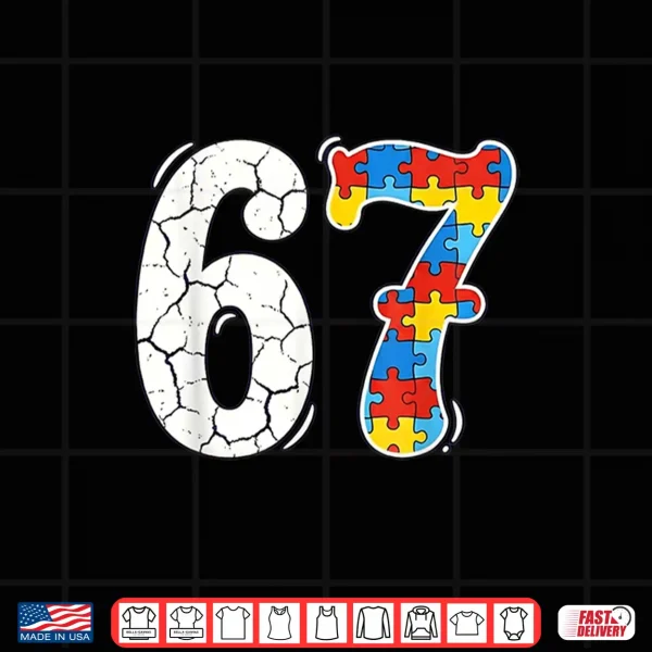 Design Sixty Seven Autism Awareness Puzzle Professional Graphic Shirt