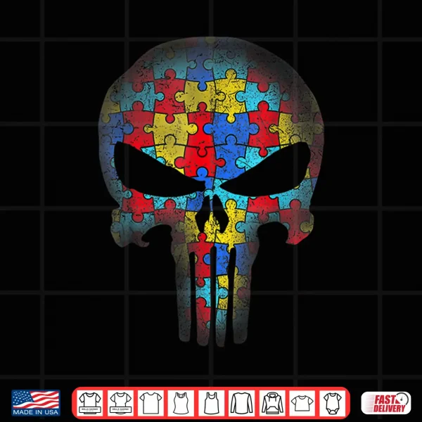 Design Skull Design Autism Awareness Puzzle Piece Professional Shirt