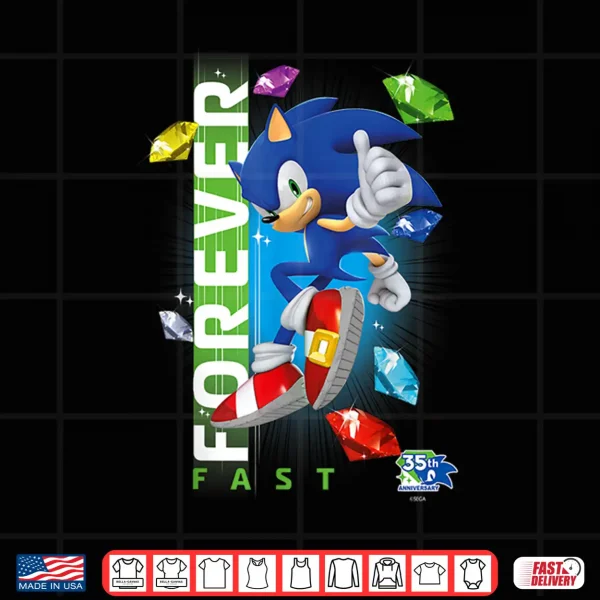 Design Sonic The Hedgehog 35th Anniversary Forever Fast Emeralds Shirt