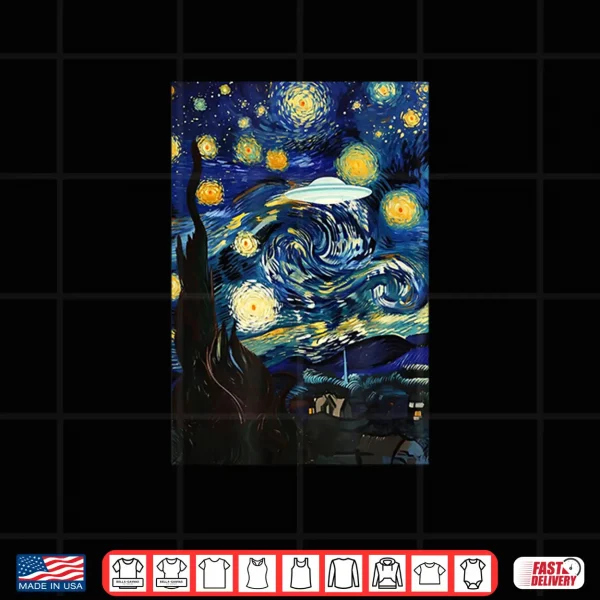 Design Starry Night UFO Sighting Funny Art Parody Shirt
