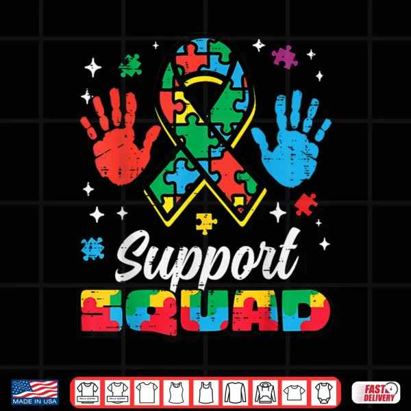 Design Support Squad Ribbon ASD Awareness Modern Graphic Apparel Shirt
