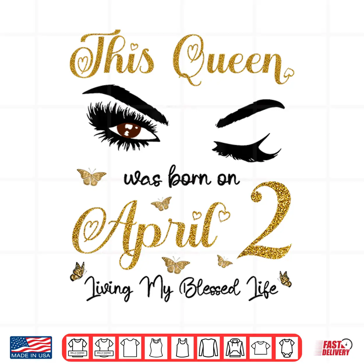 This Queen Was Born On April 2 Living My Blessed Life Shirt This Queen Was Born On April 2 Living My Blessed Life Shirt