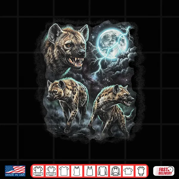 Three Wild Hyenas Moon Wildlife Animal Art Shirt 4 Design Three Wild Hyenas Moon Wildlife Animal Art Shirt