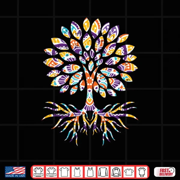 Design Tree of Life Mandala Black Meditation Yoga Gift Shirt