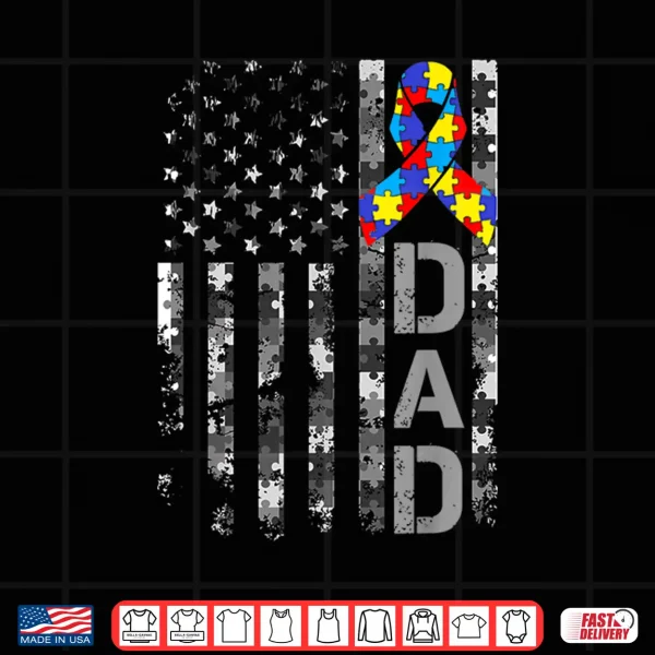 Design USA Flag Fathers Day Autism Awareness Dad Professional Shirt