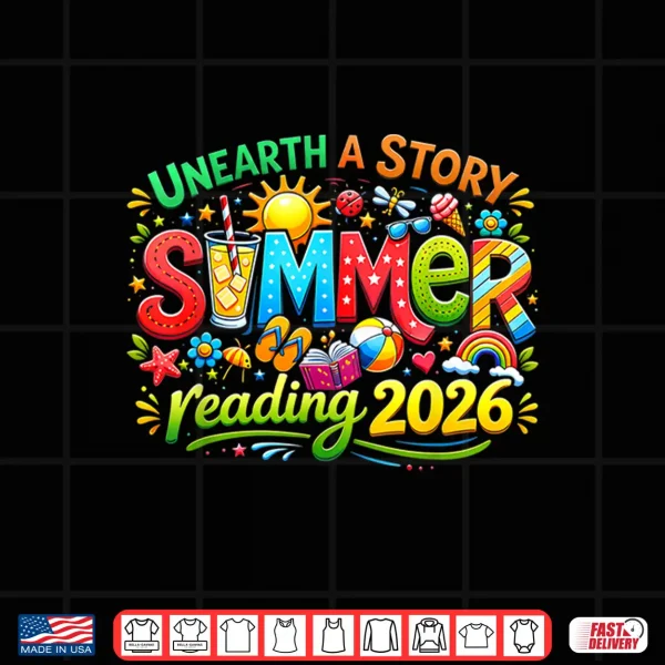 Design Unearth a Story Summer 2026 Summer Reading Program Book Shirt