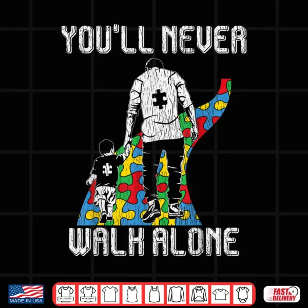 Design Vintage Father Son Family Autistic Kids Autism Awareness Dad Shirt