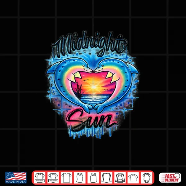 Design Vintage Retro Larsson Midnight Sun Dolphin Graphic Shirt