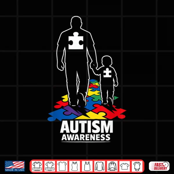 Design Walking Together Puzzle Autism Dad Professional Family Shirt