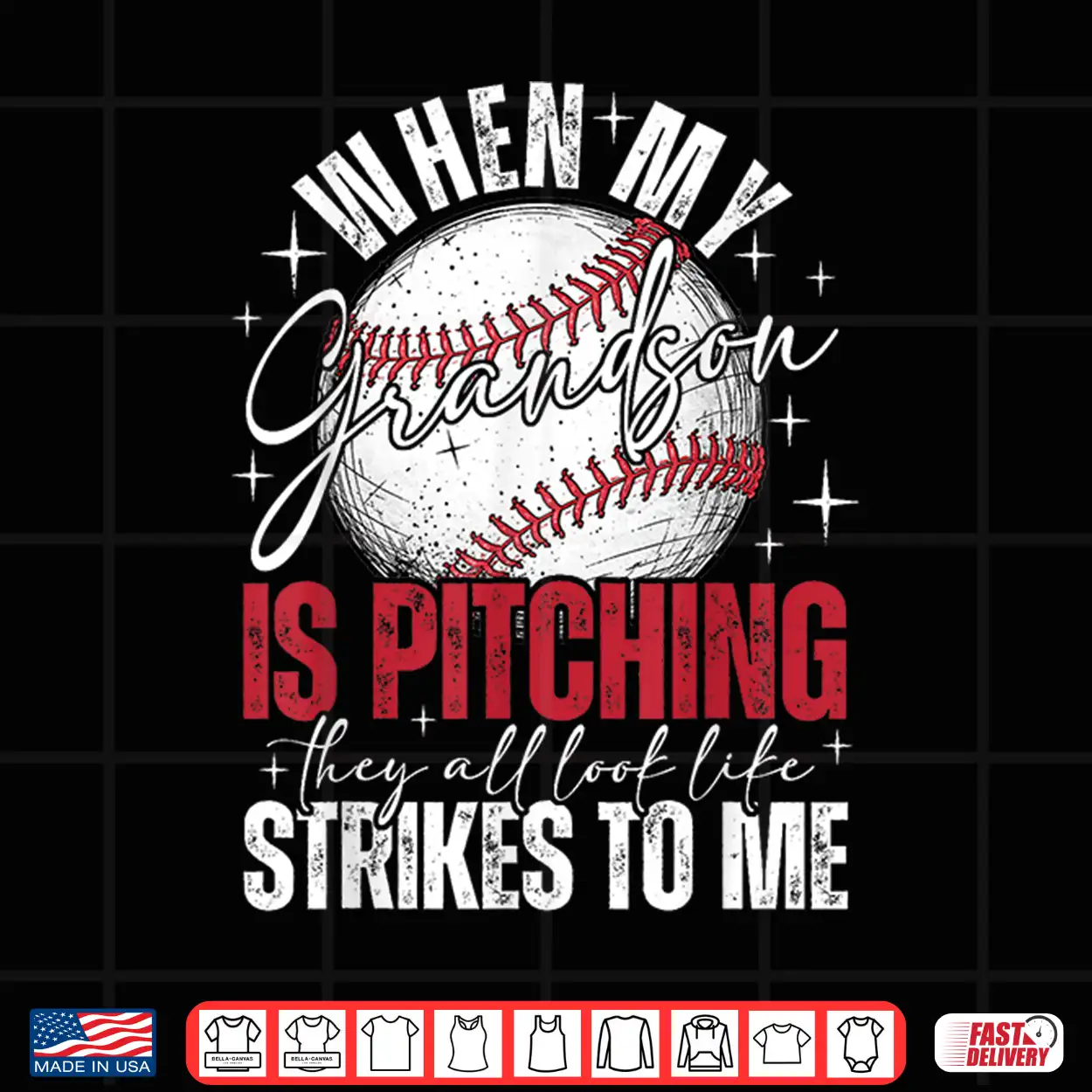 When My Grandson Is Pitching They All Look Like Strikes Shirt When My Grandson Is Pitching They All Look Like Strikes Shirt