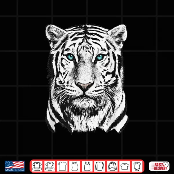 White Tiger Wild Animal Big Cat Blue Eyes Wildlife Portrait Shirt 4 Design White Tiger Wild Animal Big Cat Blue Eyes Wildlife Portrait Shirt