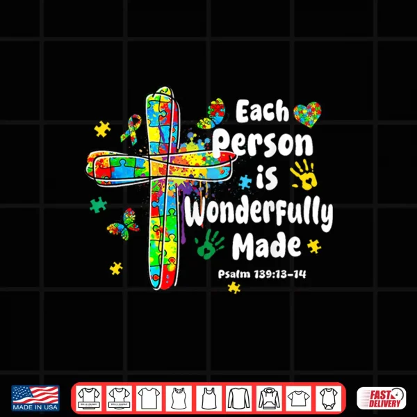 Design Wonderfully Made Christian Autism Bible Verse Professional Shirt