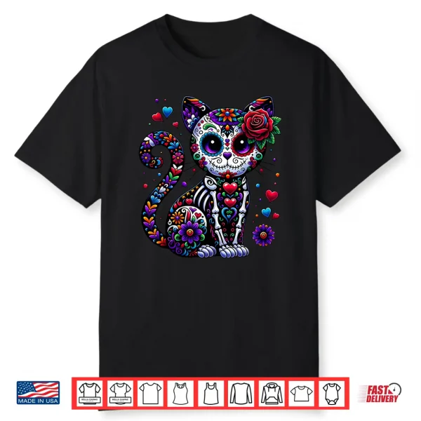Dia De Los Muertos Cinco De Mayo Cat Sugar Skull Men Women Shirt