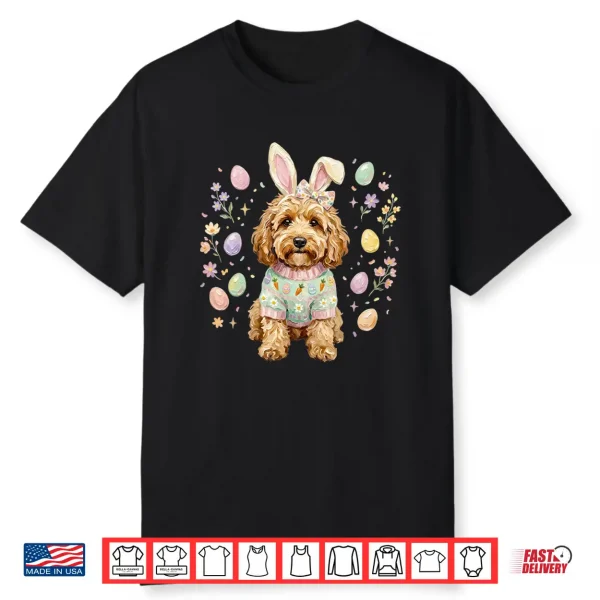 Easter Golden Doodle Dog Bunny Ears Pastel Spring Dog Mama Shirt