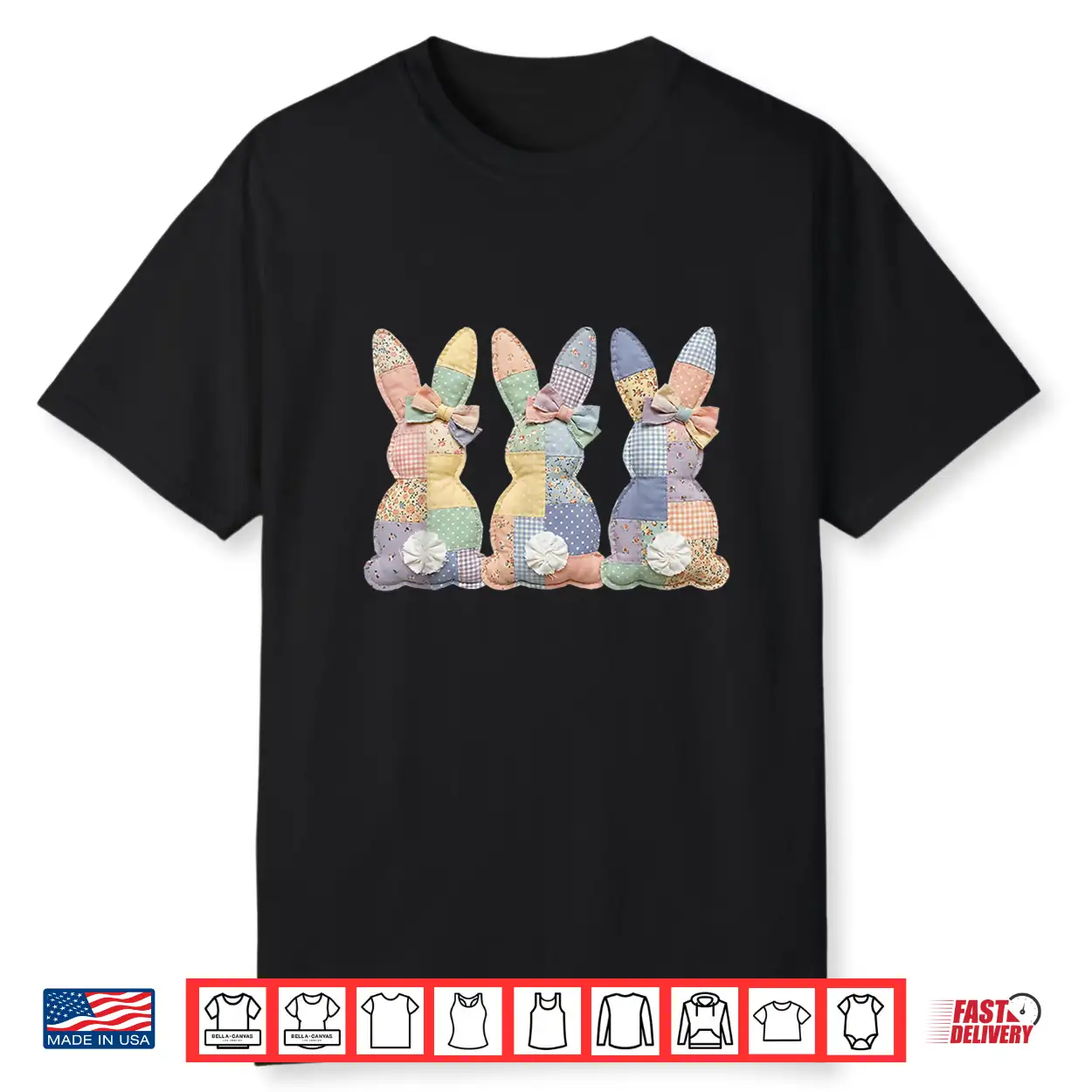 Easter Patchwork Bunny Cute Bunny Rabbit Coquette Lace Bow Shirt Easter Patchwork Bunny Cute Bunny Rabbit Coquette Lace Bow Shirt