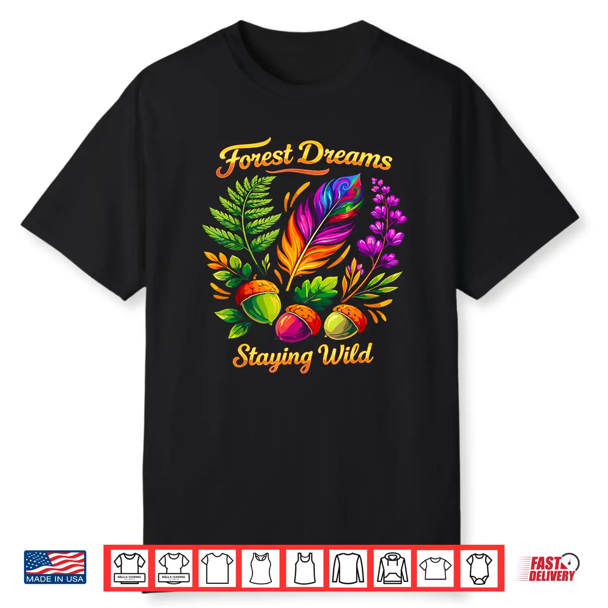 Forest Dreams Striking Bohemian Feather Flowers Scene Design Shirt Forest Dreams Striking Bohemian Feather Flowers Scene Design Shirt