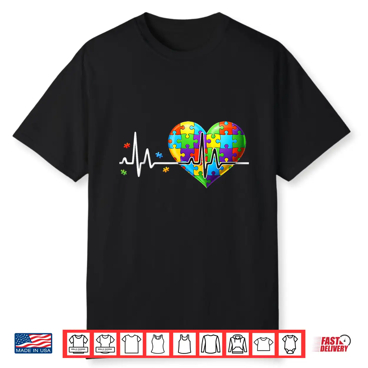 Funny Heart Beat Puzzle Autistic Autism Awareness Modern Shirt Funny Heart Beat Puzzle Autistic Autism Awareness Modern Shirt