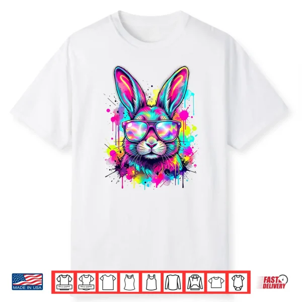 Happy Easter Bunny Face Tie Dye Bunny Rabbit With Glasses Shirt