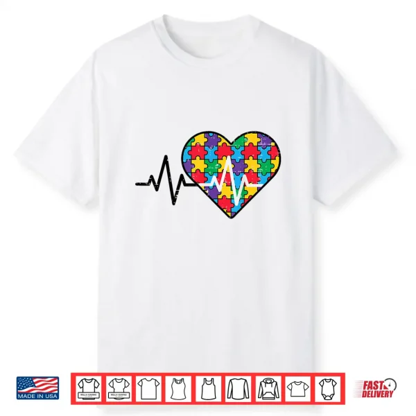 Heartbeat Pulse Autism Heartbeat Puzzle Asd Awareness Shirt