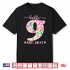 Hello 9 Est 2017 Coquette 9Th Birthday 9 Year Old Girls Shirt