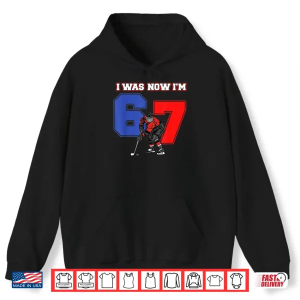 Hoodie 7 Year Old Birthday I was 6 Now Im 7 Hockey Sport Lover Boy Shirt
