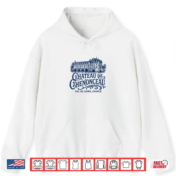 Hoodie Chateau de Chenonceau Val de Loire France Navy Print Shirt