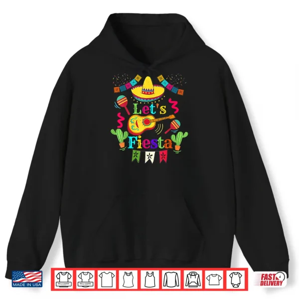 Hoodie Cinco De Mayo Mexican Guitar Cactus Shirt Lets Fiesta Party Shirt