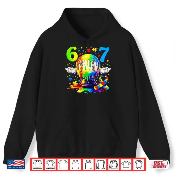 Hoodie Colorful Puzzle Piece Drip Autism Awareness Baseball Sixty Seven Shirt
