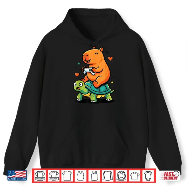 Hoodie Cute Capybara Gamer Anime Turtle Funny Kids Graphic Kawaii Shirt