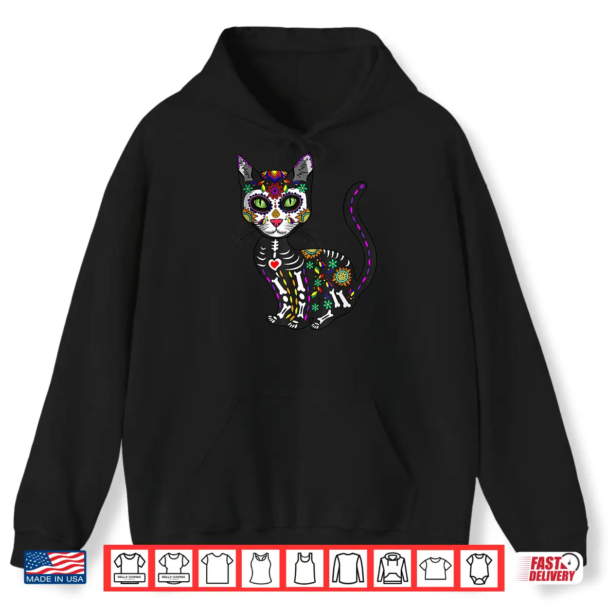 Cute Sugar Skull Mexican Cat Halloween Day Of The Dead Shirt Cute Sugar Skull Mexican Cat Halloween Day Of The Dead Shirt