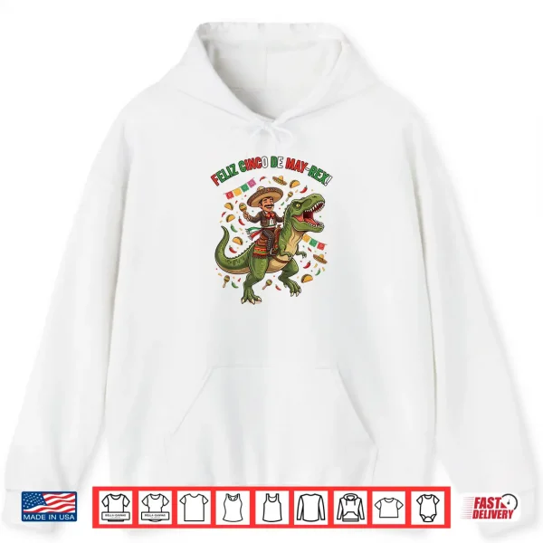 Hoodie Dino Cinco De Mayo Kids Mexican Fiesta Boys Sombrero Shirt