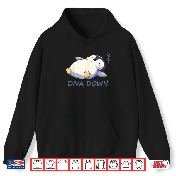 Hoodie Funny Diva Down Cute Penguin Sleepin Shirt