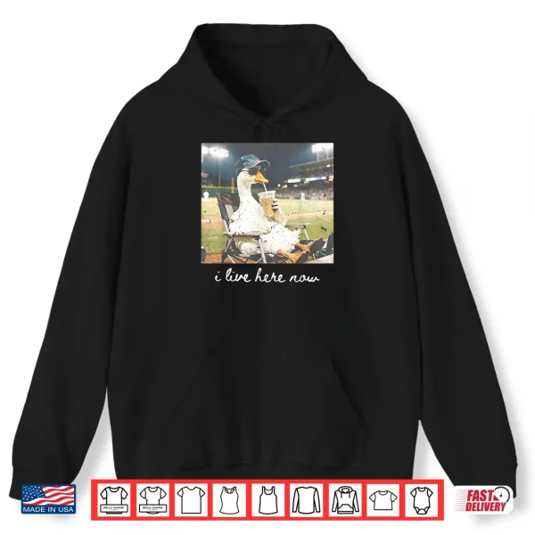 Hoodie Funny Goose Meme Ballfield Baseball Field I Live Here Shirt