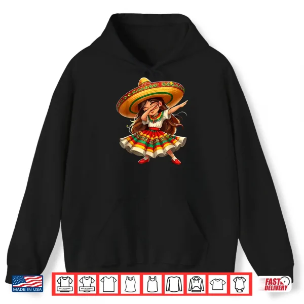 Hoodie Happy Cinco De Mayo Dabbing Girl Mexican Sombrero Fiesta Shirt