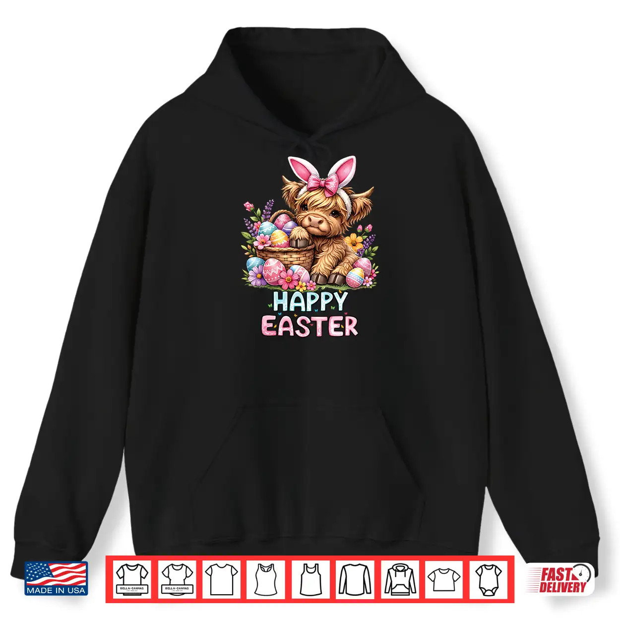 Happy Easter Day Highland Cow Cute Holiday Bunny Women Kids Shirt Happy Easter Day Highland Cow Cute Holiday Bunny Women Kids Shirt