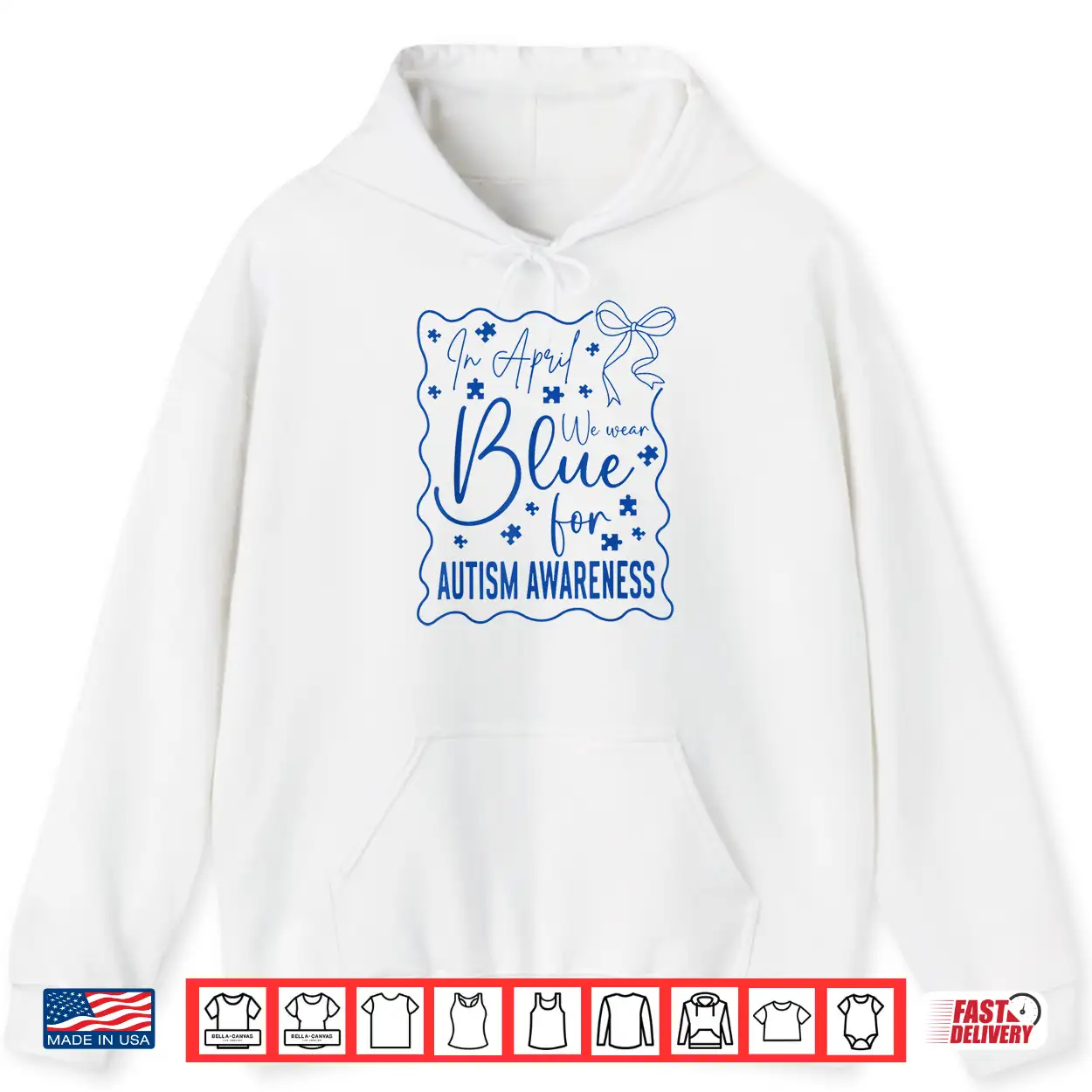 In April We Wear Blue Autism Awareness Month Coquette Bow Shirt In April We Wear Blue Autism Awareness Month Coquette Bow Shirt