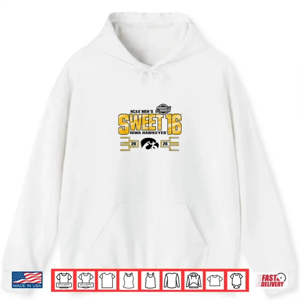 Hoodie Iowa Hawkeyes Sweet 16 2026 Mens March Madness Gray Shirt