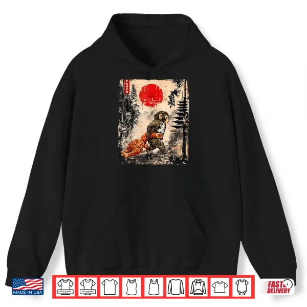 Hoodie Kawaii Baby Monkey Punch Cute Japanese Ukiyo e Graphic Shirt